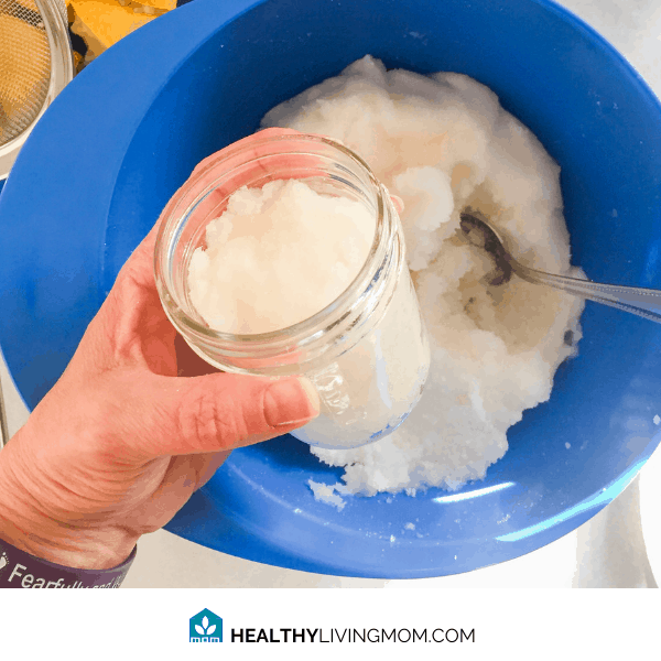Lemon Sugar Scrub - Step 5 - Scoop the pasty mixture into your Ball jar.