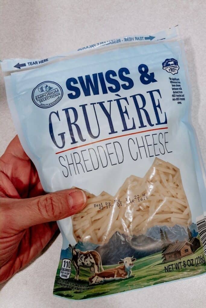 Aldi Swiss Gruyere shredded cheese for quiche