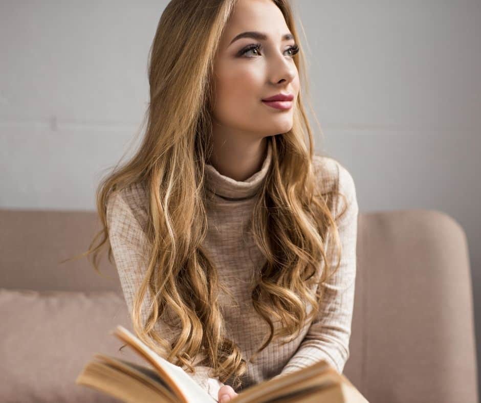 confident woman reading bible