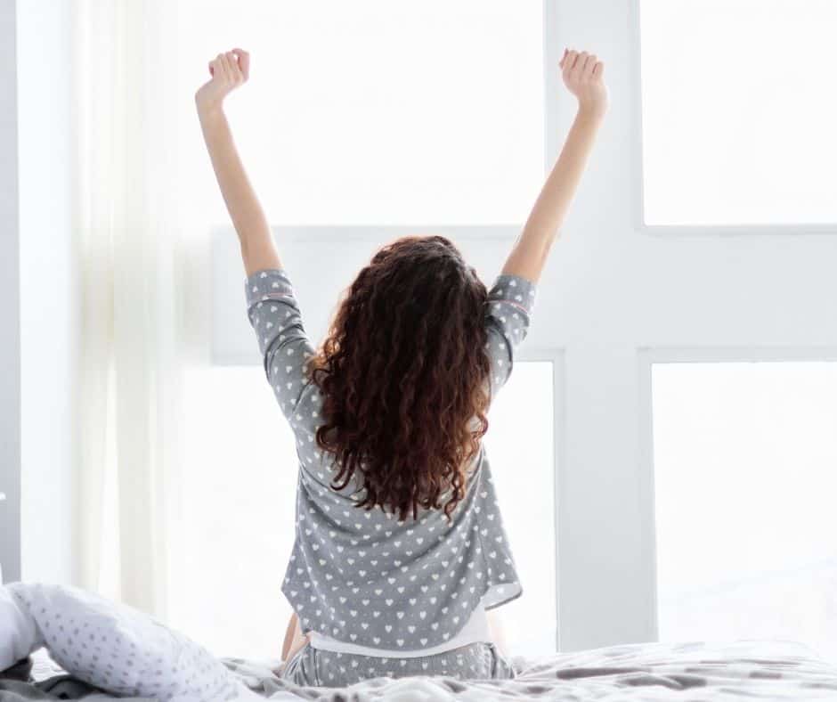 woman starting morning routine