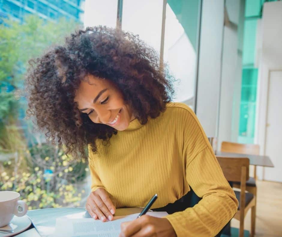 woman studying